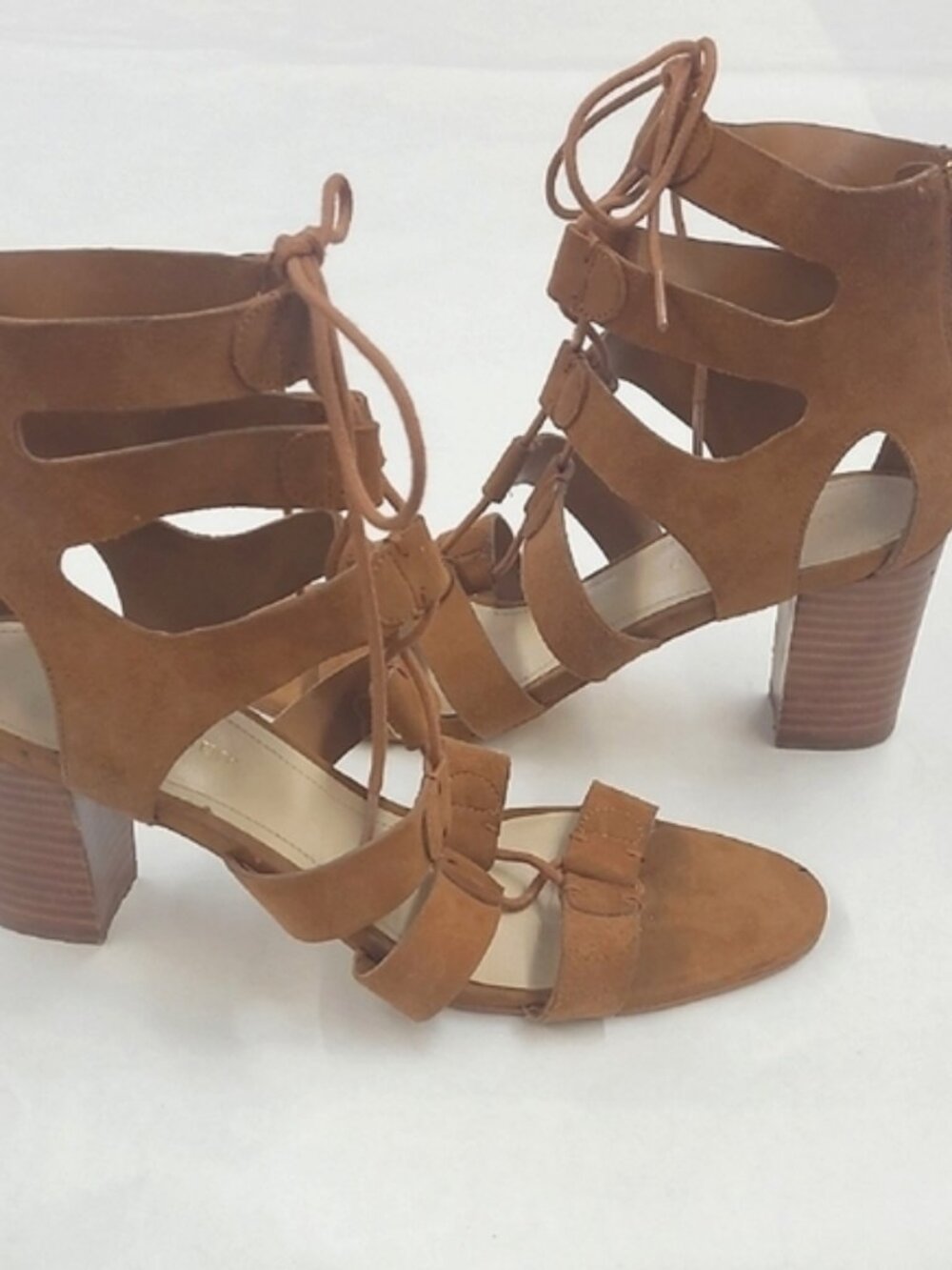 Marc Fisher Brown Gladiator Strappy Block Heeled Sandals Size 8